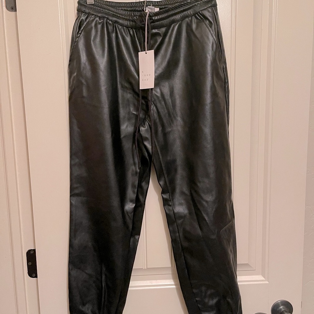 Leather joggers